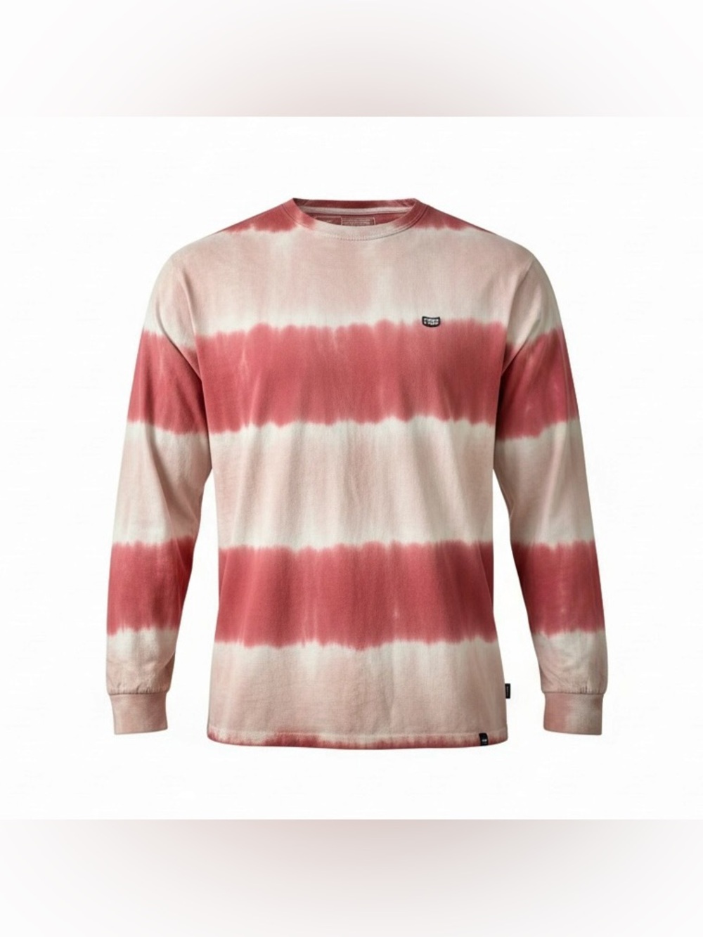 Vans Men's Long-Sleeve Tie-Dye Crewneck in Rose and White Stripe